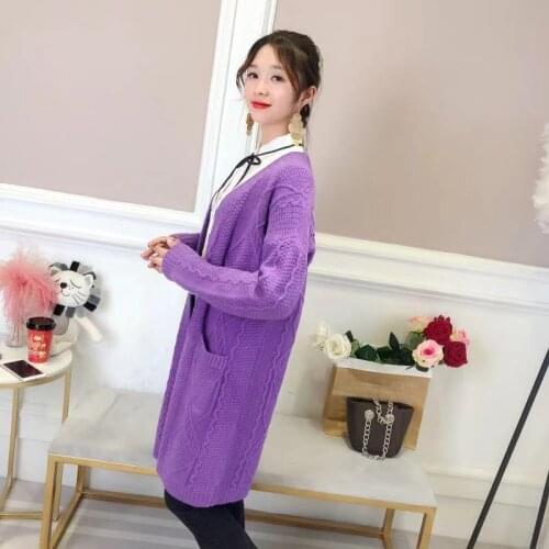 2020 Autumn Winter Women Long Cardigan Solid Long Sleeve Sweater Warm Female Knitted Korean Sweater Clothes Plus Size 4XL A96