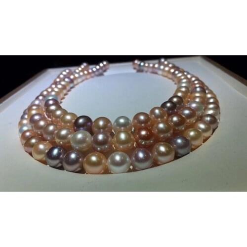 D109 Pearls Necklaces Fine Jewelry Natural Fresh Water 10-11mm Colorful Peals Necklaces for Women Fine Pearls Necklaces