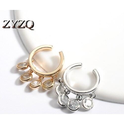ZYZQ 2020 New Crystal Tassel Ear Clip Wild Ear Clip Personality Non-pierced Earrings For Women