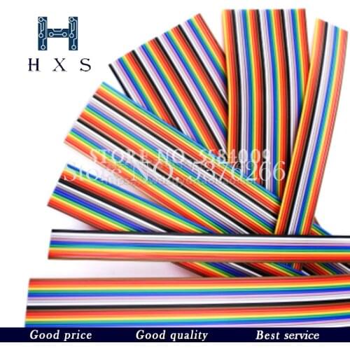 1Meter 6P/8P/10P/12P/14P/16P/34P/40P/60P 1.27mm PITCH Color Flat Ribbon Cable Rainbow DuPont Wire for FC 1.27 Dupont Connector
