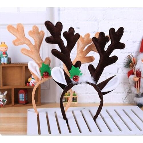 1 Pcs Christmas Decoration Hair Hoop Hair Accessories Adult Children Dress Up Khaki Antler Rabbit Ears Headgear Gift Hair Hoop