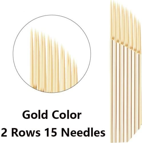 New 100pcs Double Rows 15 Microblading Needle Tattoo Blades Tattoo Fog Brow Needle for Manual Tattoo Pen Shading Pins