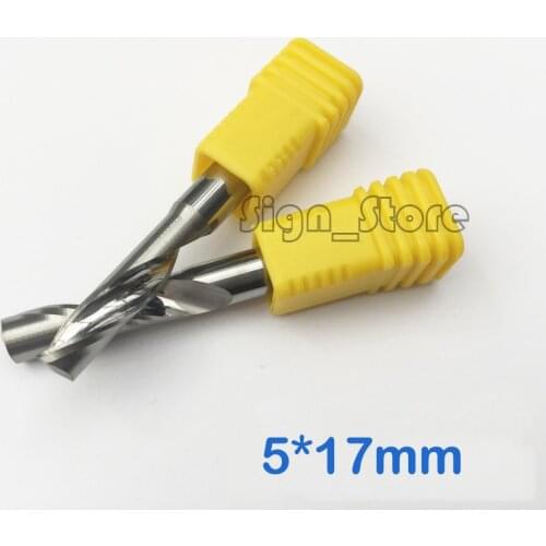2pcs 5mm High Quality Carbide CNC Router Bits One Single Flute End Mill Tools 17mm Aluminum Cutting