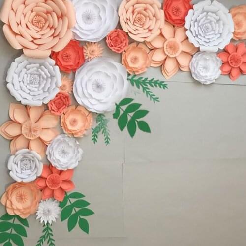 2pcs 20cm DIY Artificial Paper Flowers Wedding Decoration Backdrop Happy Birthday Party Paper Crafts DIY Event Supplies