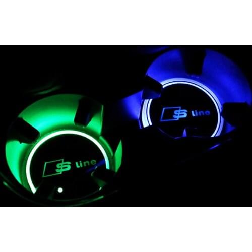 2pcs/set Led Car Logo Cup Mat 7 Colors lights Smart Luminous Auto Cup Coaster Non-slip Mat for Gift Car styling Accessories