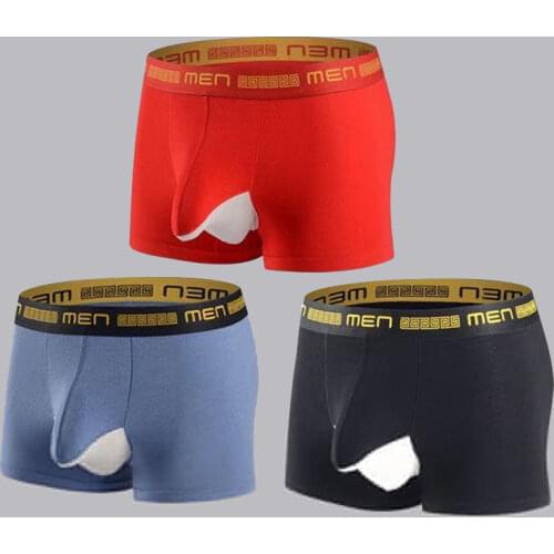 3Pcs Men Comfortable Breathable Underwear Boxer Separates Scrotum Design Bulge Pouch Male Panties Sexy Underpants Plus Size 4XL