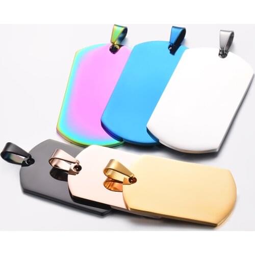 3pcs Rectangle Mens Military Army Style Stainless Steel Dog Tags Chain Mens Pendant Necklace Jewelry Accessories 7 Colors
