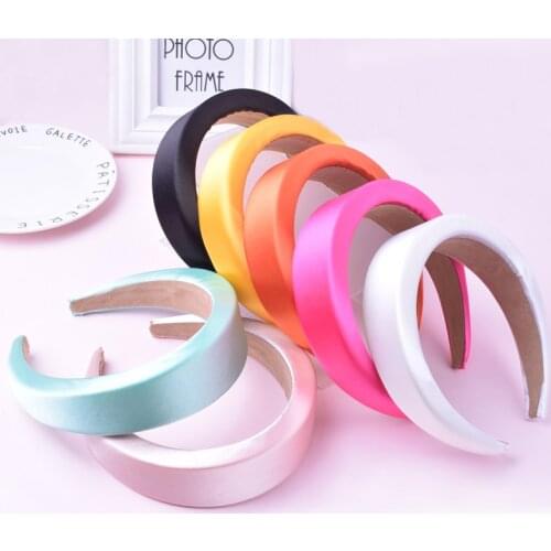 4CM Satin Padded Headbands For Women Girls Plastic Hair Bands Headband With Sponge Glossy Hairbands For Ladies Hair Accessories