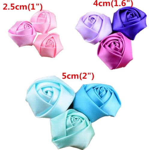 200pcs/lot 1 Inch Mini Ribbon Satin Rosettes 39 Colors Clothing Accessories Classic Rose Bud Headdress Flower Corsage DIY TH212