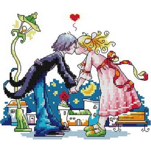 Free delivery Top Quality popular counted cross stitch kit first kiss my love