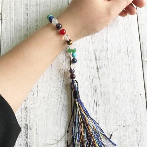 27 Beads Hand Wrist Yoga Bracelet Beautiful Variety Of Crystals Jewelry Knotted Tassel Bracelet Meditation Prayer Mala Jewelry