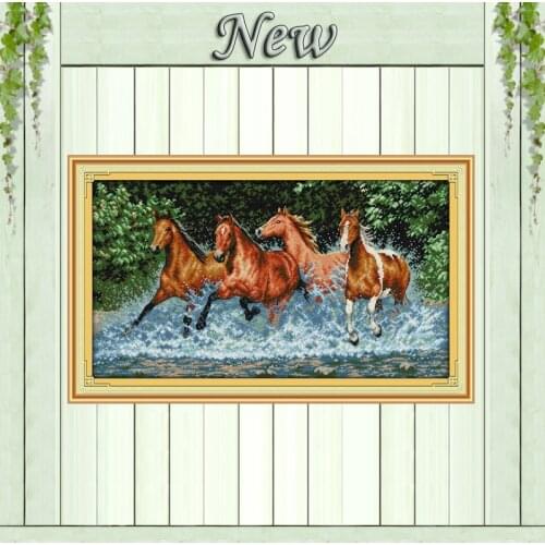 Horses animals steed home decor Paintings Counted Print on canvas DMC 14CT 11CT DIY Cross Stitch Needlework Kits Embroidery Sets