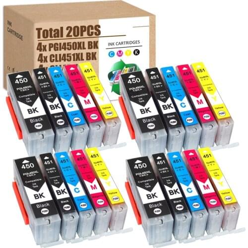 20PCS PGI-450 CLI-451 PGI450 CLI451 XL Cartridges for Canon Pixma MG7140 MX924 MG5440 MG5540 MG6440 IX6840 IP7240 MG7540 IP8740