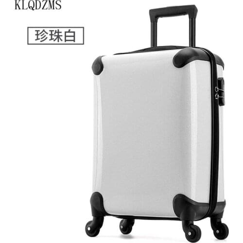 KLQDZMS 20inch Mens business PP rolling luggage spinner on wheel women travel suitcase high capacity