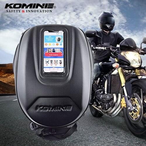 Komine Waterproof Motorcycle Oil Tank Bag Visual Touch Screen Fuel Tank Bag Motorbike Saddle Bag Backpack Magnetic Strap Fixed