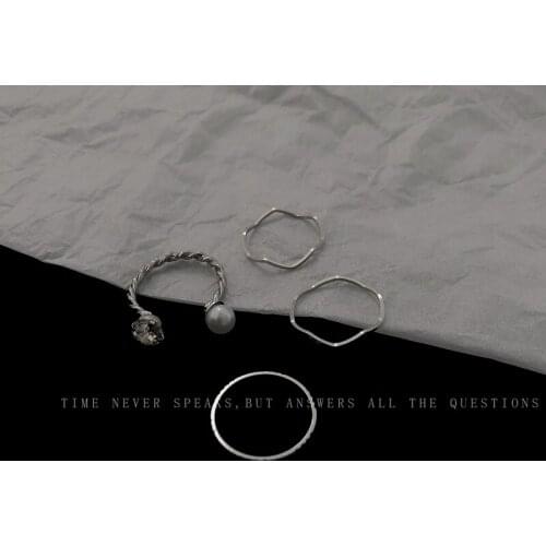 Set Women Ring Simple Rings Ladies Initial Joint Wedding Couples Fashion Round Jewellery Metal Trendy Silver Color Pierscionki