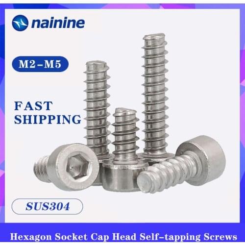 M2 M2.6 M3 M4 M5 304 Stainless Steel Hexagon Socket Cap Head Self-tapping Screws SS41