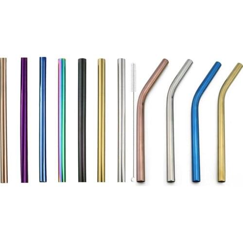 Diameter 12 mm Reusable Straws Drinking Straw 304 Stainless Steel Straight Juice Metal Straws Bend Straight With Brush Bar 1PCS