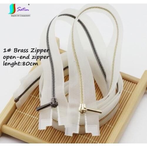 Fashion 1# 80cm Transparent Open-End Tail Gold Gun Black Pull Ring Brass Zipper Handbag Dress Cloth Sew Diy Home Material Zipper