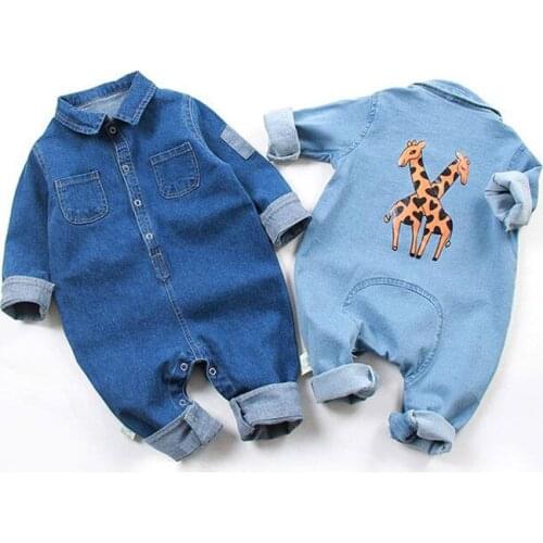 Soft Denim Baby Romper giraffe Infant Newborn Jumpsuit Babies Boy Girls Costume Cowboy Fashion Jeans Children rompers RM19013