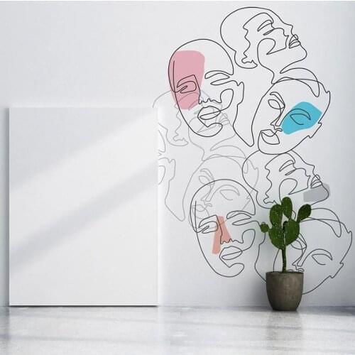 Custom Any Size Mural Wallpaper Modern Minimalist 3D Fashion Abstract Line Characters Living Room Art Waterproof Wall Painting