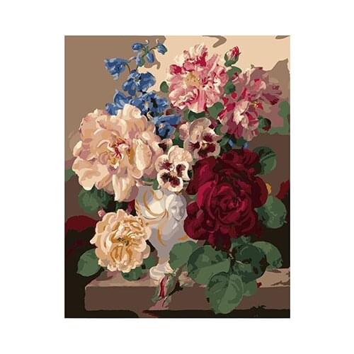 Flower Framed Picture Painting By Numbers DIY Digital Canvas Oil Painting Home Decoration For Living Room Wall Art GX7055