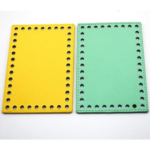 Bottom for Knitting Bag PU Leather Bag Accessories Knitting Rectangle Bottom with Holes Diy Bag Leather Bottom 16x11cm KZBT016