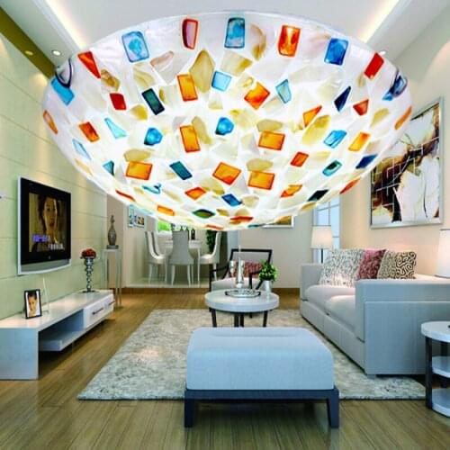 Pastoral Mediterranean ceiling lamp warm bedroom lamp pastoral corridor lights balcony creative shell light Ceiling Lights DF139