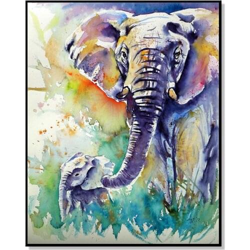 Nordic Posters and Print Art Scandinavian Pop Art Colorful Mural Animal Elephant Wolf Giraffe Oil Painting Canvas for Home Decor