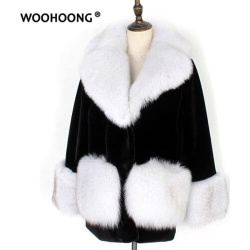 Real Fur Coat Natural Fox Jacket Women Winter New Fox Cuffs Imitation Mink Thick Warm Korean Fashion