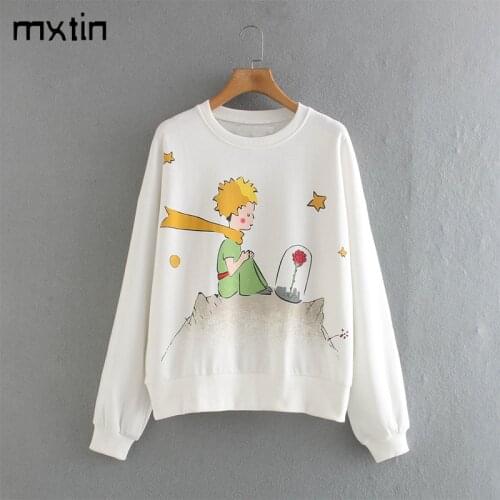 Vintage cute cartoon print loose sweatshirts women 2020 fashion O neck long sleeve female pullovers chic tops