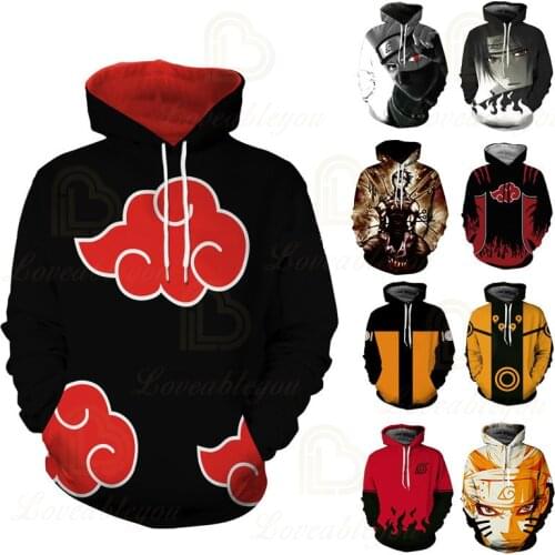 Anime Fashion Naruto 3D Printed Hoodies Women/Men Long Sleeve Casual Hooded Sweatshirts Streetwear Custome