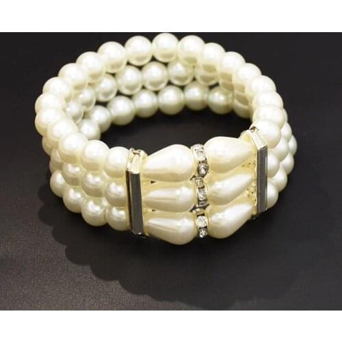 Elegant Multilayers Simulated Pearl Bracelets for Women Bridal Wedding Party Statement Bracelet Handmade pulseras Birthday Gift
