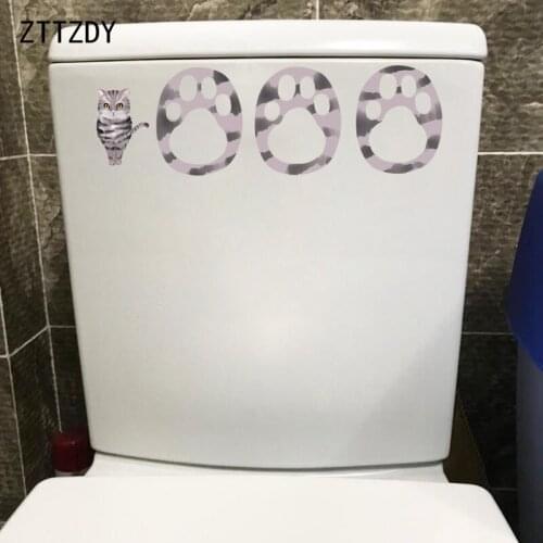 ZTTZDY 28*8.8CM Beautiful Cat Wall Decal Toilet Sticker Living BedRoom Decor T3-0019
