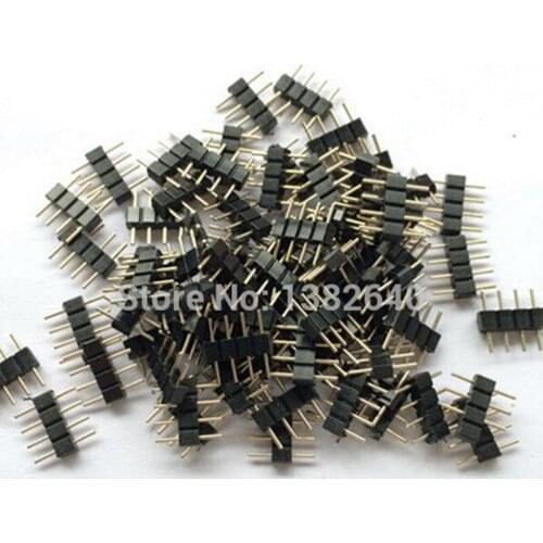 New 10pcs/lot 4pin RGB connector, 4 pin needle, male type double 4pin, small part for LED 3528 and 5050 strip