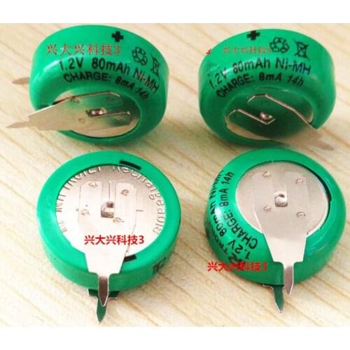 10pcs/lot Original Brand New 1.2V 40mAh Ni-MH Rechargeable Button Cell Battery Ni MH Batteries With Pins