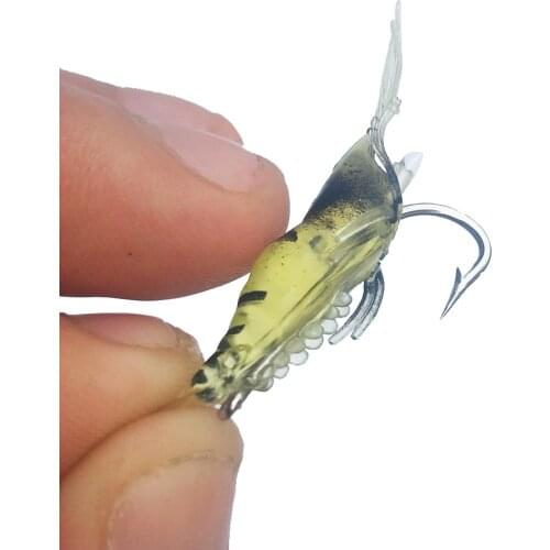 10Pcs/Lot Shrimp Silicone Soft Baits 40mm 1.5g Fishing Lure Artificial Shrimp Bait With Hooks Crankbait Pesca Sea Fishing Tackle