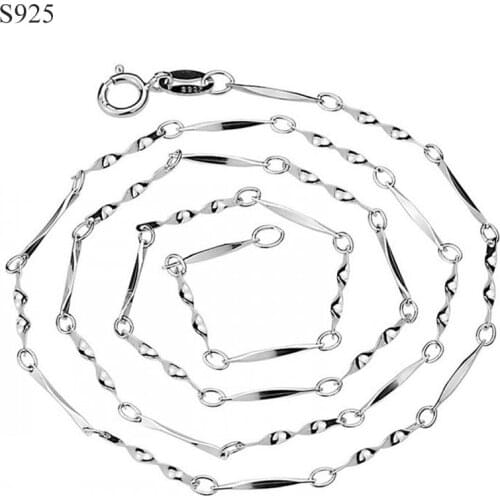 100% Genuine Real Pure Solid 925 Sterling Silver Chain Necklace for Women Twist Basic Chains Fine Jewelry Female Short Necklace