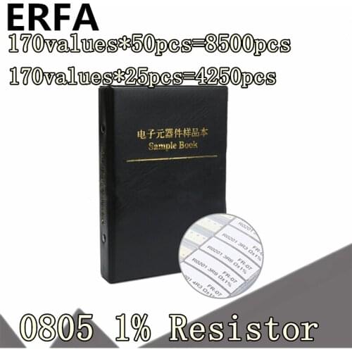 170values*50pcs/25pcs 8500pcs 4250pcs 0805 0R~10M 1% Resistor Sample Book SMD Assorted Kit 10K 100K 1K 1R 100R 220R