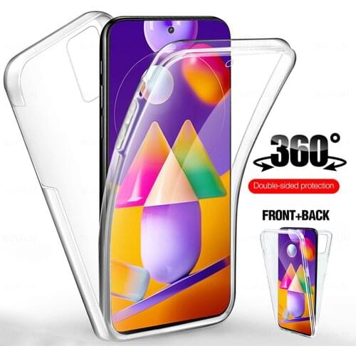 360 Clear Silicone Case For Samsung Galaxy M31S A02S Full Cover for Samsung Galaxy m31 a51 a31 samsunga02s Double Silicone Case