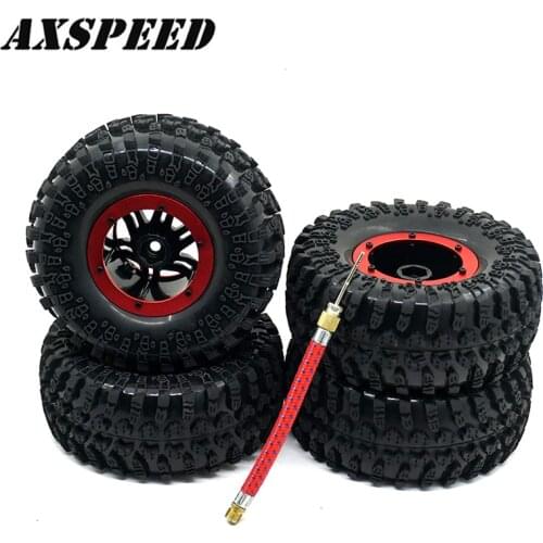 4PCS 2.2inch RC Car Inflatable Air Pneumatic Rubber Tires Tyres Wheel Rims for 1/10 RC Crawler Truck Wraith 90018
