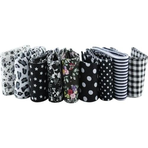 5cmx100cm 9 pcs/ lot 100% cotton printed floral black sets jelly roll fabric strips quilting DIY quilting doll cloths tildas