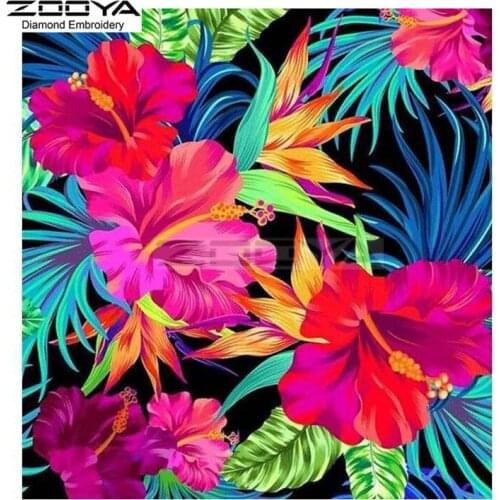 ZOOYA Diamond Embroidery 5D DIY Diamond Painting Beautiful Red Flowers Diamond Painting Cross Stitch Rhinestone Mosaic BJ1710