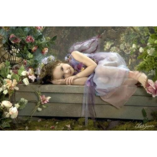 Angel in rose garden Grls cute Embroidery Needlework 14CT Counted Unprinted DIY Cross Stitch Kits Handmade Arts Wall Decor