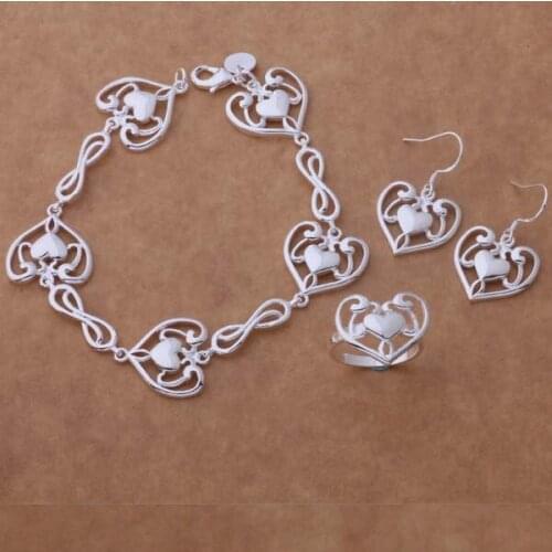 AS365 Hot sterling Jewelry Sets Earring 471 + Bracelet 193 + Ring 214 /aojajfqa auwajmda silver color