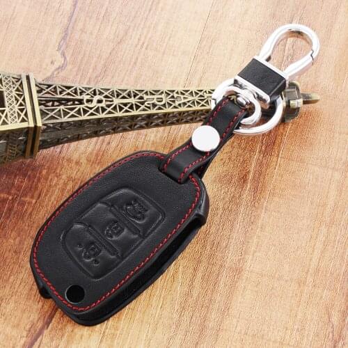 Genuine Leather Car Remote Key Holder Case Cover For Hyundai i20 i30 IX25 IX35 Tucson Verna Solaris Elantra Accent Car Styling