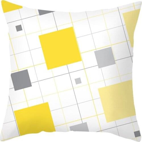 2021 Nordic style Geometric Cushion Covers Yellow Plaid Stripes Print Pillow Case For Home Chair Sofa Decoration 45cm*45cm