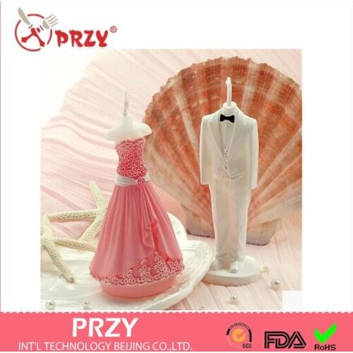 Soap Mold Art Candle Mold Party Festival Decoration Gift Wedding Dress Silicone Moulds Rubber 2pcs Wedding Anniversary PRZY 001