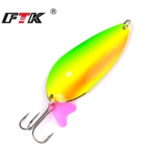 FTK 1pc Metal Fishing Spinner Pike Lure 24g/30g/35g/42g Hard Baits Spoon with Treble Hook Double Sequin Paillette Wobbler Tackle