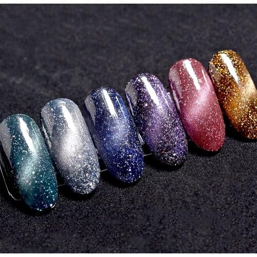 Rolabling Starry Cat Eye Nail Gel Polish Shining Color Soak Off UV 6ML Long Lasting 3D Magnet Cat Eye Nail Art Lacquer Gel